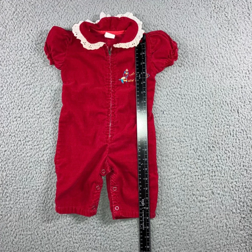Vintage Corduroy Romper Baby Girls‎ 0-3 MONTH Lace Collar Nursery Rhyme 80s